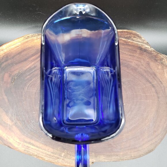 Hazel Atlas Cobalt Blue Chevron Arrow Creamer 1930s Vintage Depression Glass USA - Picture 4 of 9